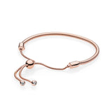 S925 Sterling Silver Push-pull Bracelet With Logo Adjustable DIY Charm