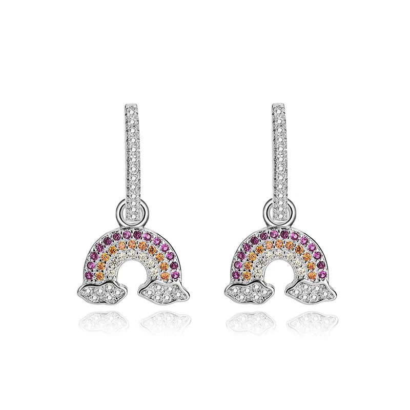 S925 Rainbow Diamond Cloud Earrings Female Mori Style Europe & US