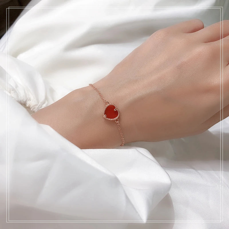 S925 Sterling Silver Red Love Bracelet Red agate lady Bracelet