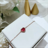 S925 Sterling Silver Red Love Charms Bracelet Red Agate Lady Sweet Ankle
