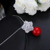Sterling Silver Red Natural Pearls Necklace for Women Jewelry
