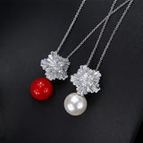 Sterling Silver Red Natural Pearls Necklace for Women Jewelry