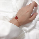 S925 Sterling Silver Red Agate Bracelet Sweet Gift