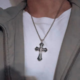 S925 Sterling Silver 3D Cross Pendant Thai Real Pure Silver Christ Jesus Pendant