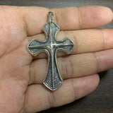 S925 Sterling Silver 3D Cross Pendant Thai Real Pure Silver Christ Jesus Pendant
