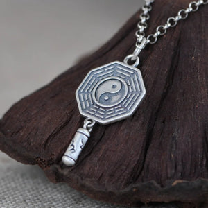 S925 Retro Chinese Wish Gossip Chain Pendant Real Silver Necklace Pendant