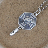 S925 Retro Chinese Wish Gossip Chain Pendant Real Silver Necklace Pendant