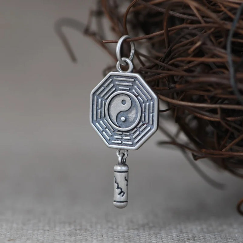 S925 Retro Chinese Wish Gossip Chain Pendant Real Silver Necklace Pendant