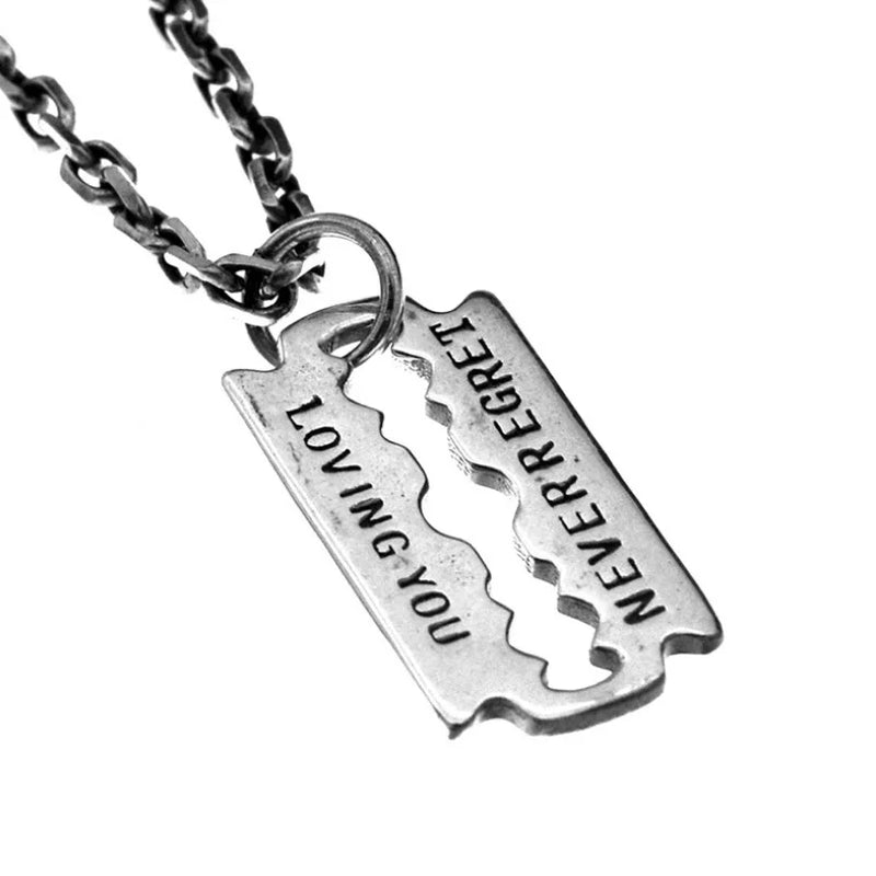 S925 Sterling Silver Retro Couple Blade Pendnat Thai Silver Creative Punk