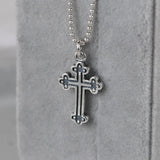 S925 Sterling Silver Retro Cross Pendant Woman Girl Thai Cartoon Necklace