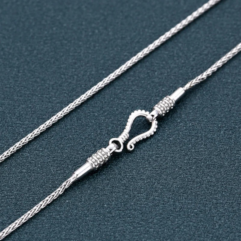 Sterling Silver Hemp Rope Necklace Vintage Thai Silver Chain Jewelry
