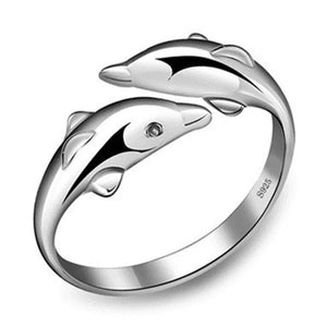 S925 Sterling Silver Dolphin Ring For Girls Jewelry