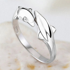 S925 Sterling Silver Dolphin Ring For Girls Jewelry