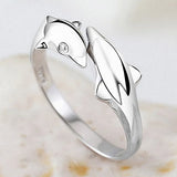 S925 Sterling Silver Dolphin Ring For Girls Jewelry
