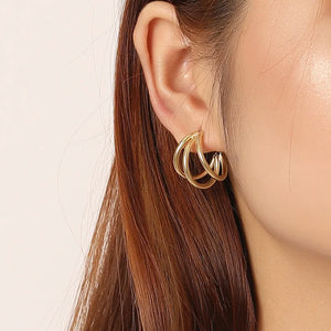 Geometric Layer S925 Sterling Silver Hoop Earrings