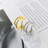 Geometric Layer S925 Sterling Silver Hoop Earrings