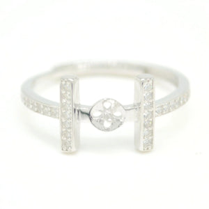 S925 Sterling Silver Ring Setting Microinlay Zircon Pearl DIY Accessories