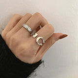 925 Silver Women's Rings Geometry Retro Adjustable Opening Jewelry