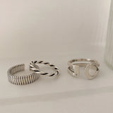 925 Silver Women's Rings Geometry Retro Adjustable Opening Jewelry