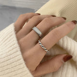 925 Silver Women's Rings Geometry Retro Adjustable Opening Jewelry