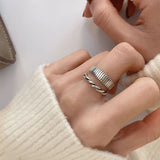 925 Silver Women's Rings Geometry Retro Adjustable Opening Jewelry