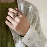 S925 Sterling Silver Women's Multilayer Geometry Party Ring
