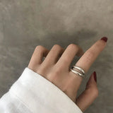 S925 Sterling Silver Women's Multilayer Geometry Party Ring