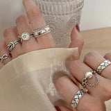 925 Sterling Silver Geometric Adjustable Ring