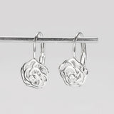 925 Silver Hollow Plant Flower Zircon Hoop Earrings for Women Girls