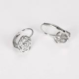 925 Silver Hollow Plant Flower Zircon Hoop Earrings for Women Girls