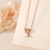 S925 Rose Plated Rabbit Shell Pendant Necklace Girl Gift