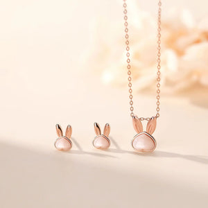 S925 Rose Plated Rabbit Shell Pendant Necklace Girl Gift