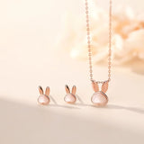 S925 Rose Plated Rabbit Shell Pendant Necklace Girl Gift