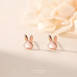 S925 Rose Plated Rabbit Shell Pendant Necklace Girl Gift
