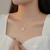 S925 Rose Plated Rabbit Shell Pendant Necklace Girl Gift