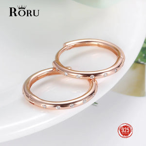 S925 Rose Ring Earrings Small Round Hoop Women's CZ Zircon Jewerly Ear Ring