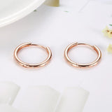 S925 Rose Ring Earrings Small Round Hoop Women's CZ Zircon Jewerly Ear Ring