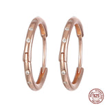 S925 Rose Ring Earrings Small Round Hoop Women's CZ Zircon Jewerly Ear Ring