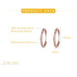 S925 Rose Ring Earrings Small Round Hoop Women's CZ Zircon Jewerly Ear Ring