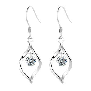 925 Silver Rotating Love Earrings Zircon Ear Jewelry
