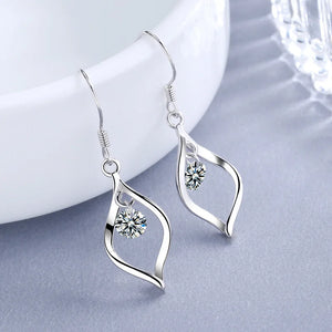 925 Silver Rotating Love Earrings Zircon Ear Jewelry