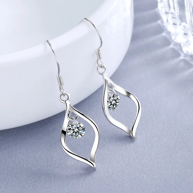 925 Silver Rotating Love Earrings Zircon Ear Jewelry