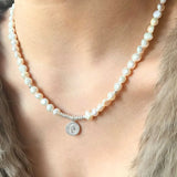 S925 Queen's Head Pearl Necklace European Clavicle Chain