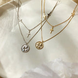 S925 Double-Layer Cross Necklace Gold-Plated Chain