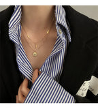 S925 Double-Layer Cross Necklace Gold-Plated Chain