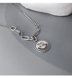 S925 Silver Round Letter Necklace Vintage Jewelry Girls