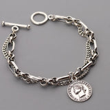 S925 Round Thai Silver Bracelet for Women, Thick Chain, Does Not Fade