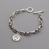 S925 Round Thai Silver Bracelet for Women, Thick Chain, Does Not Fade