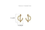 S925 Silver Row Diamonds Line Earrings Sweet C-shaped Semi-arc Stud Earrings