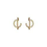 S925 Silver Row Diamonds Line Earrings Sweet C-shaped Semi-arc Stud Earrings